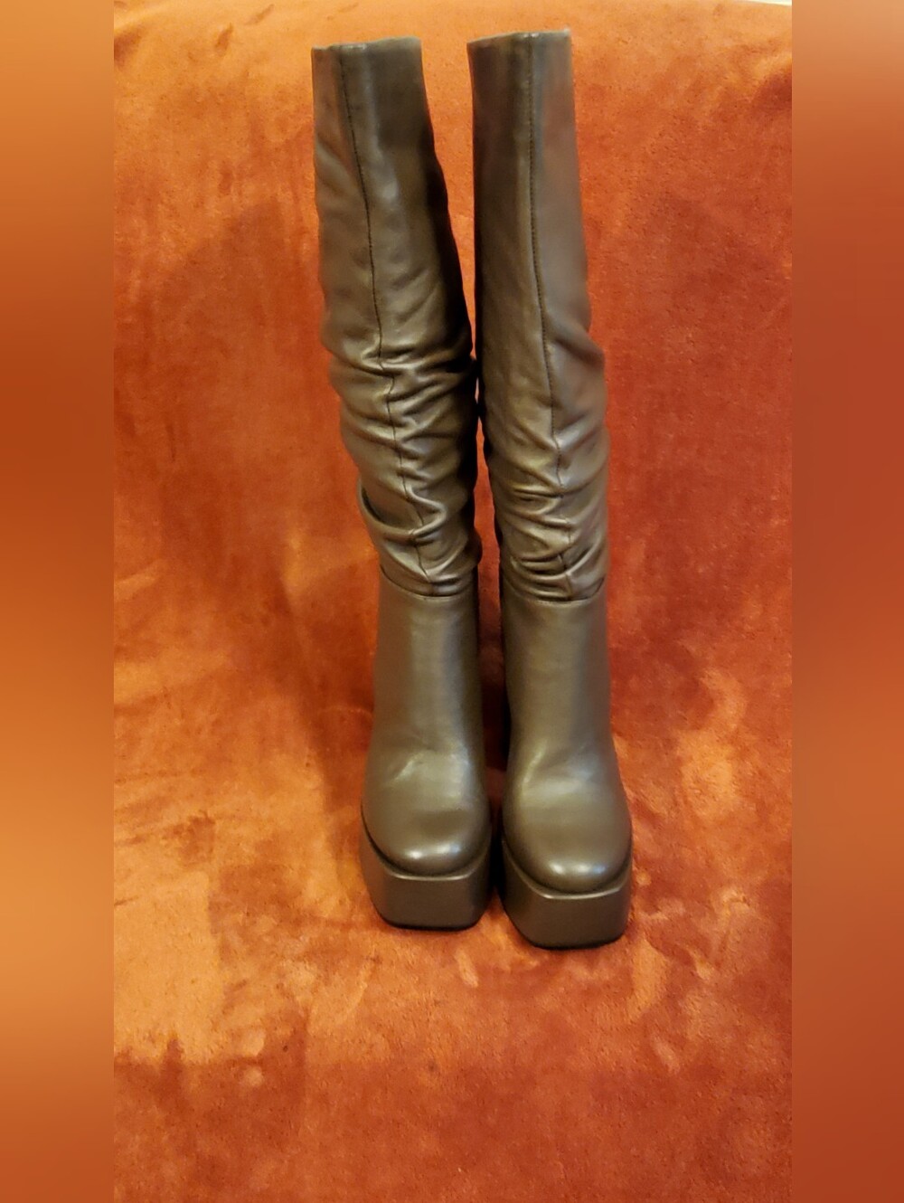 NEW Women's Dark Brown Leather Tall Platform Boots